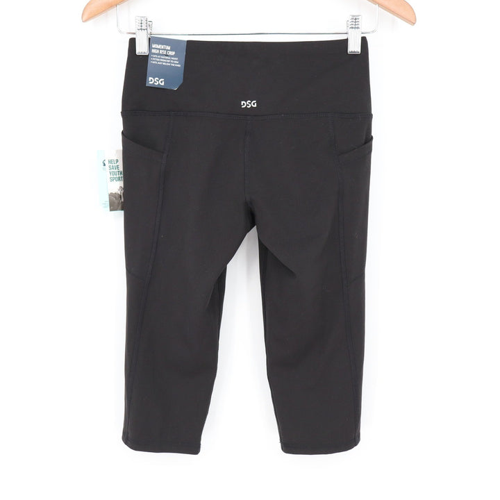 DSG Momentum High Rise Crop Leggings Pure Black Womens XS NWT