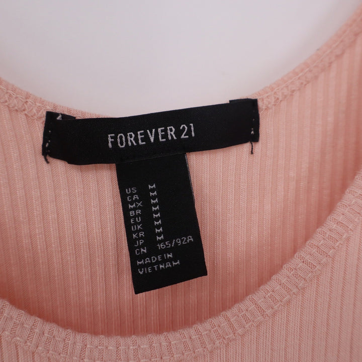 Forever 21 Peach Pink Ribbed Knit Sleeveless Scoop Neck Bodysuit Womens Size M