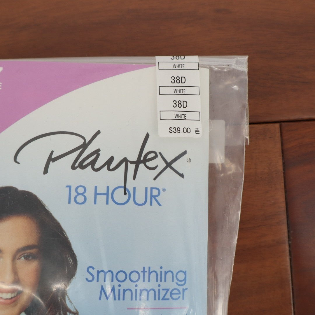 Playtex 18 Hour Smoothing Minimizer Wireless Bra 38D White Adjustable Straps