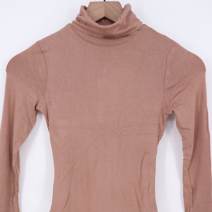 Naked Wardrobe Mauve Brown Turtleneck Long Sleeve Bodice XL