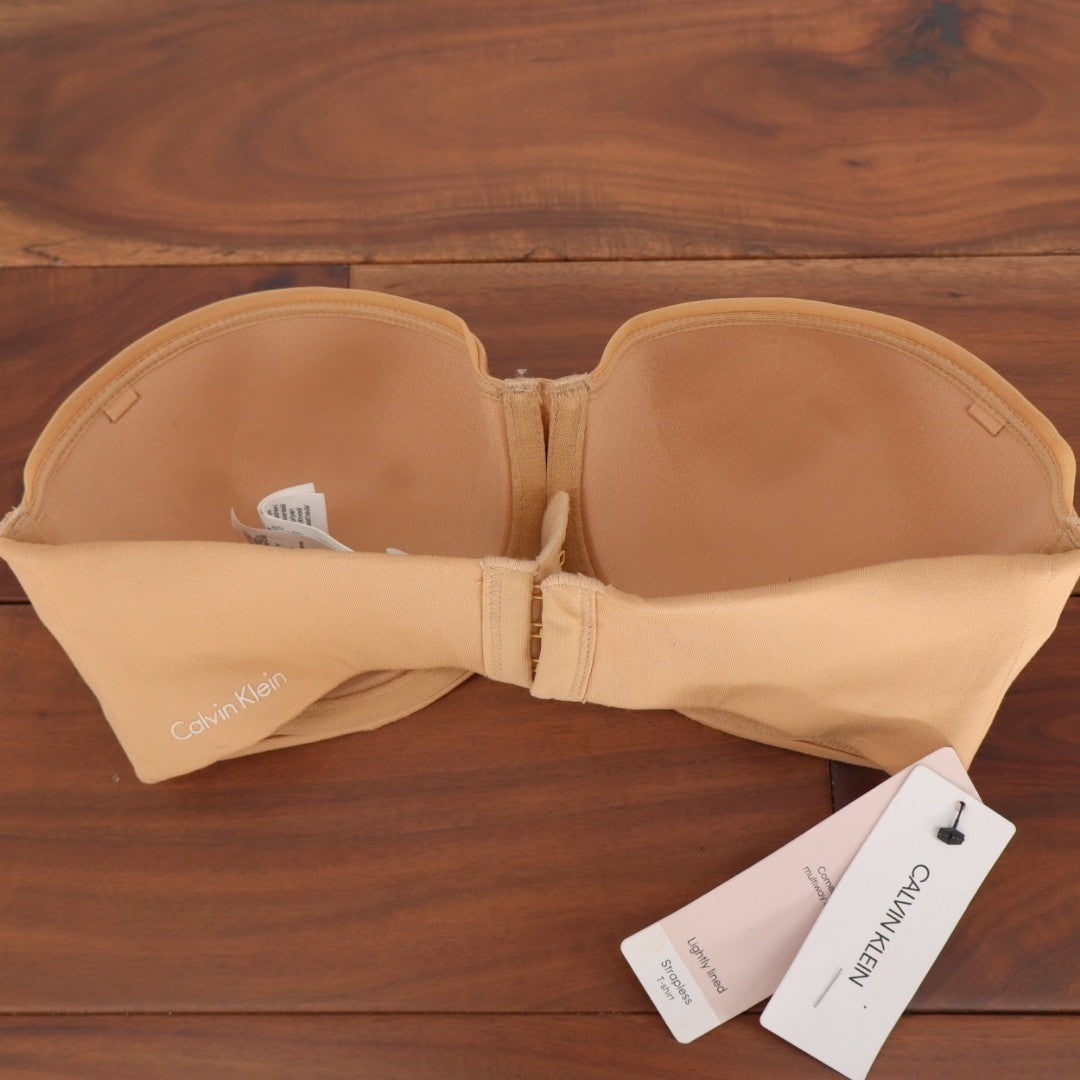 Calvin Klein Constant T-Shirt Bra Women 30D Nude Stretch Lightly lined Strapless