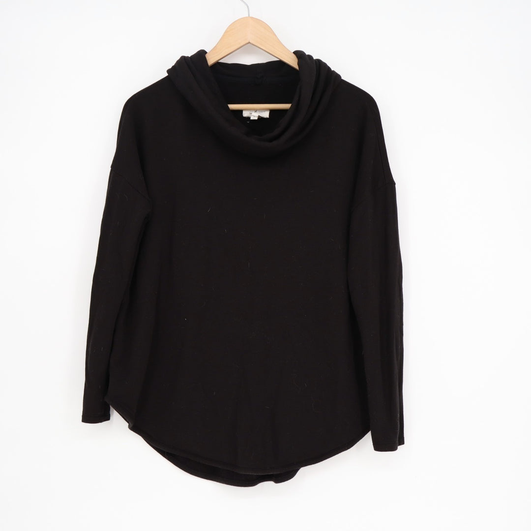 Lou & Gray Signature Soft Tunic Top Womens Small Black Cowl Neck Long Sleeve
