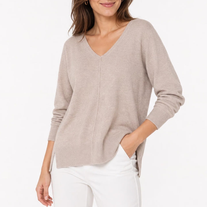 Old Navy Womens XL Oatmeal Heather V-Neck High-Low Knit Sweater