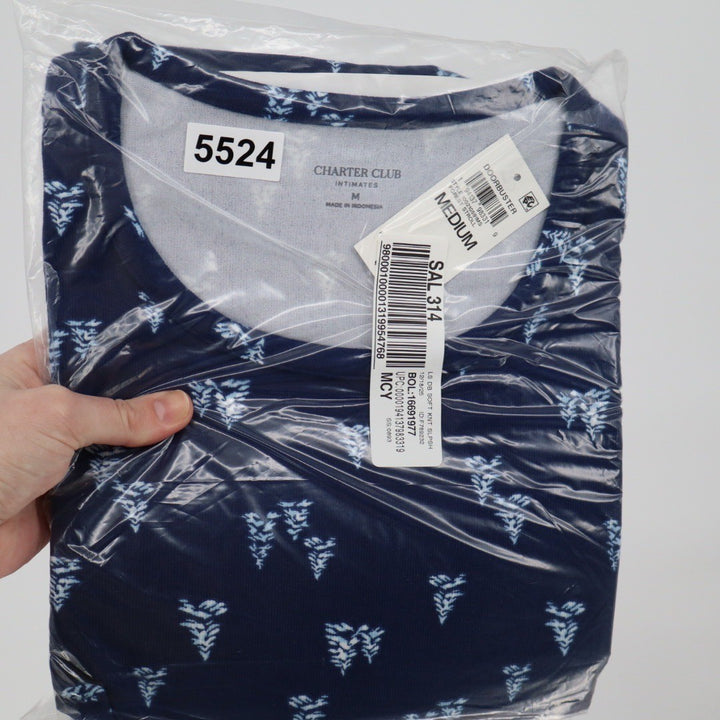 Charter Club Intimates Womens Medium Blue Pine Tree Soft Knit Sleepshirt NWT