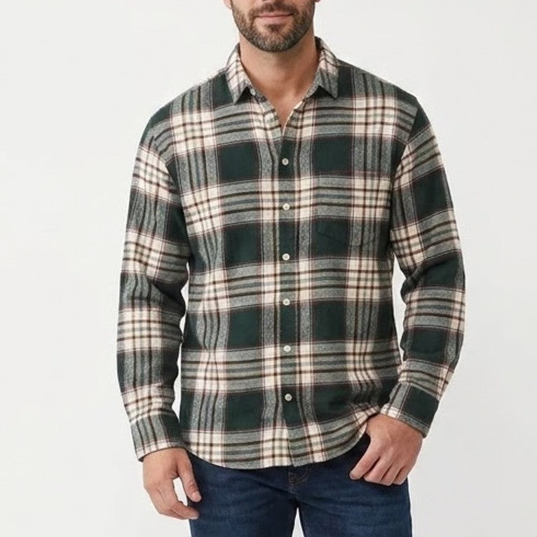 Gap Mens Green Plaid Flannel Button Down Shirt Long Sleeve Cotton Large