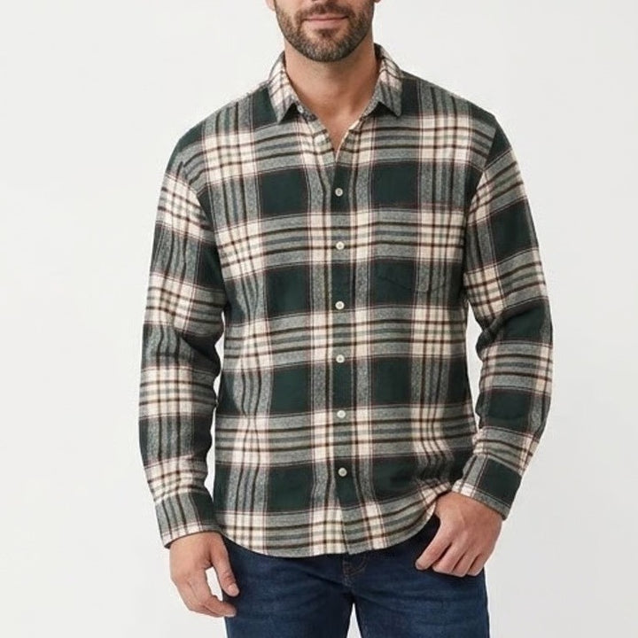 Gap Mens Green Plaid Flannel Button Down Shirt Long Sleeve Cotton Large