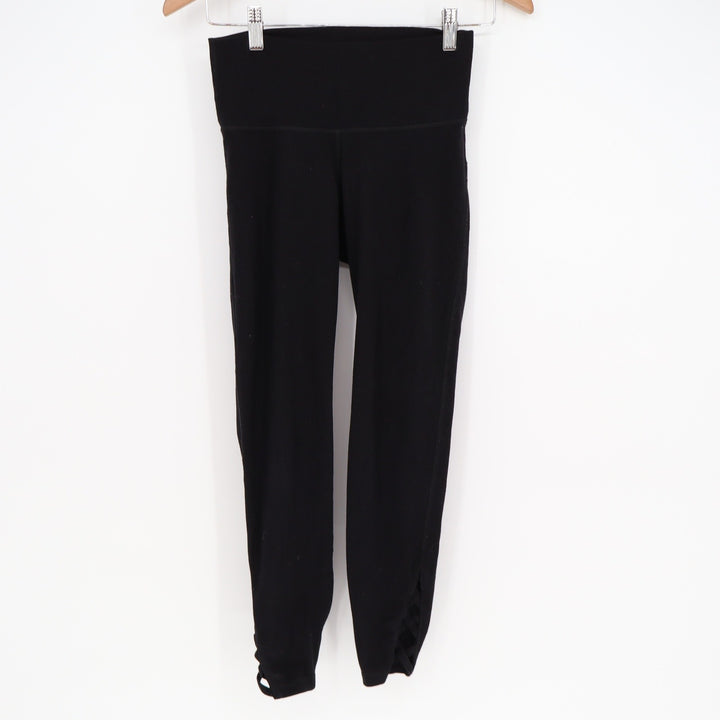Old Navy Active Go-Dry Black High Waisted Strappy Lattice Hem Leggings Small