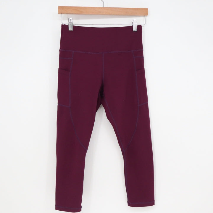 Zyia Active Leggings Womens 6-8 High-Rise Pocket Capri Burgundy Athletic