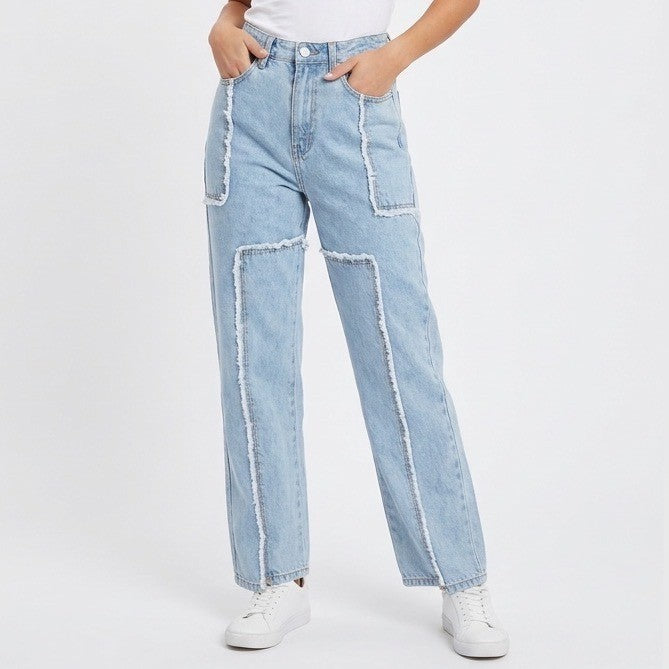 Princess Polly Carpenter Jeans Womens 2 Blue Denim Cotton Pockets Straight Leg