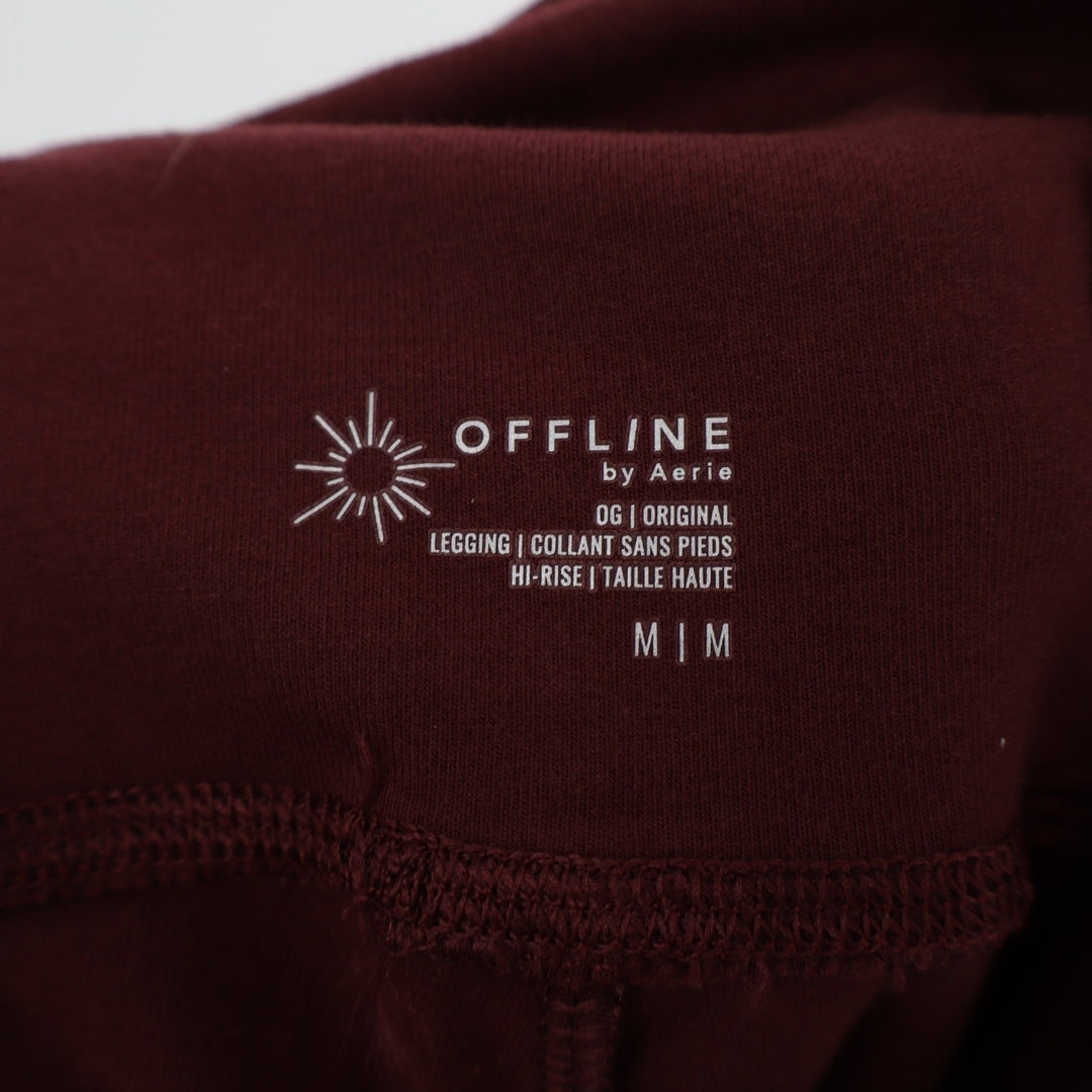 Offline by Aerie Leggings Womens Medium Maroon Stratch Knit High Rise Skinny Leg