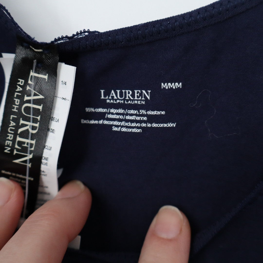 Lauren Ralph Lauren Camisole Top Womens Medium Navy Stretch Scoop Neck Pullover
