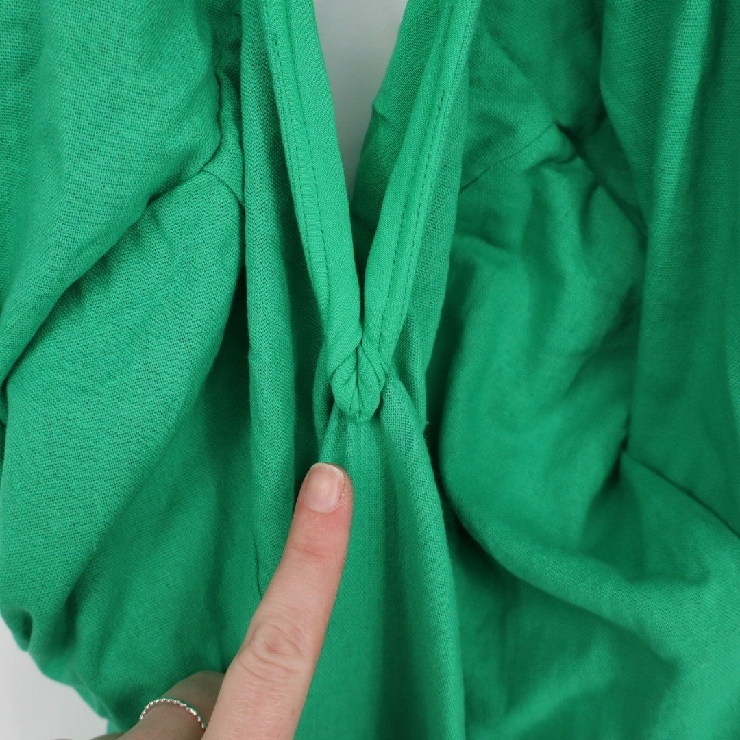 Lulus Sunshine Aura Strapless Jumpsuit Womens XL Green Lined Linen Tie-Front