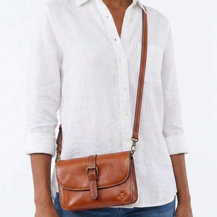 Patricia Nash Torri Womens Handbag Brown Leather Adjustable Strap Crossbody Bag