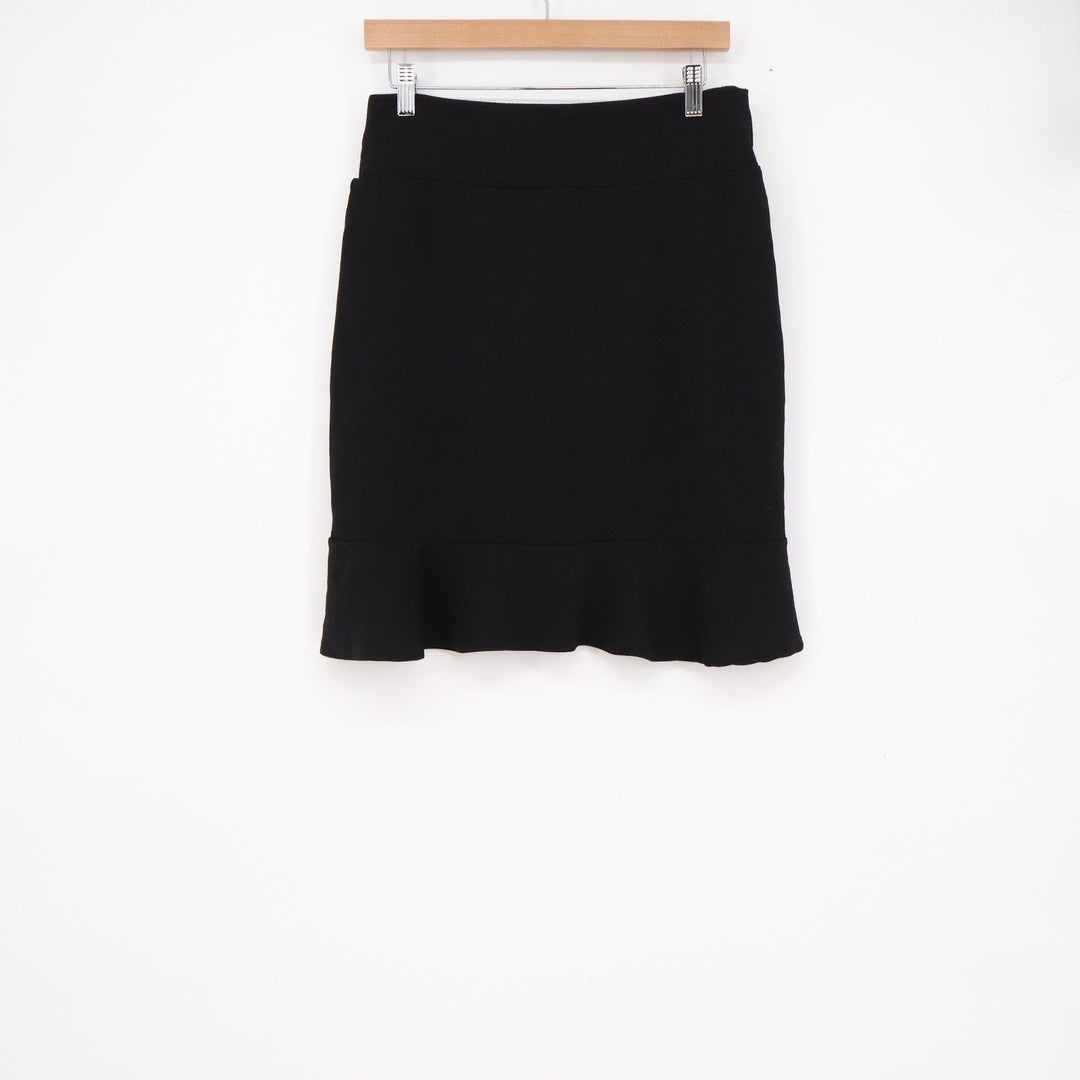 Agnes & Dora Womens XL Black Ruffle Hem Pencil Skirt Elastic Waist Made in USA