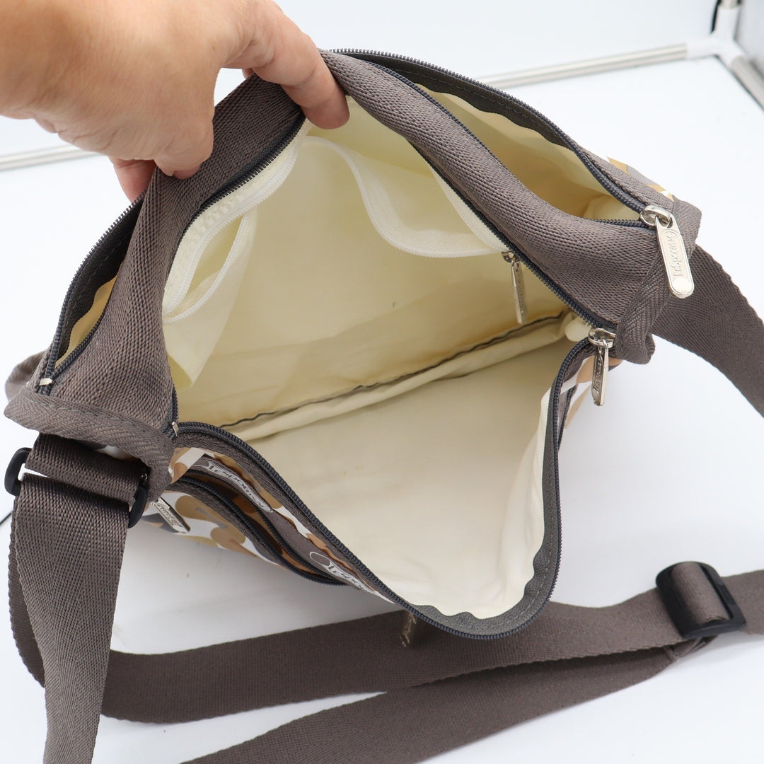 LeSportsac Deluxe Everyday Bag Geometric Circle Square Tan Brown Crossbody