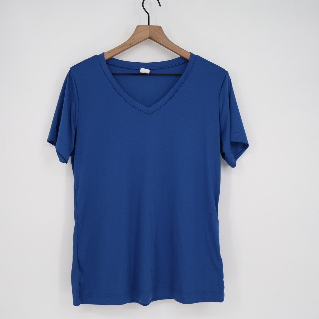 Opna T Shirt Womens Large Midnight Blue V Neck Short Sleeve Pullover Active Wear