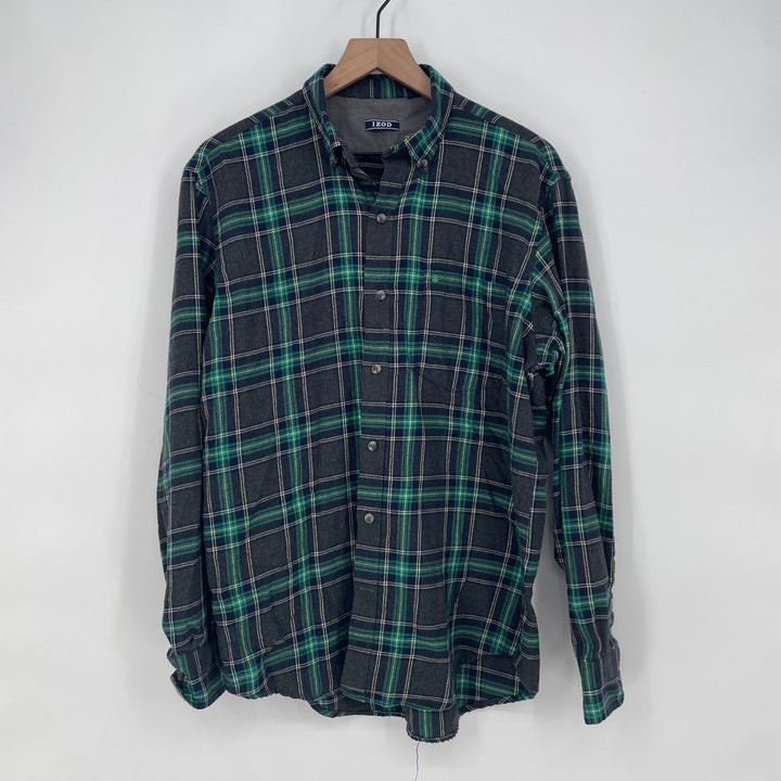 IZOD Mens Plaid Flannel Long Sleeve Button Up Shirt Size M