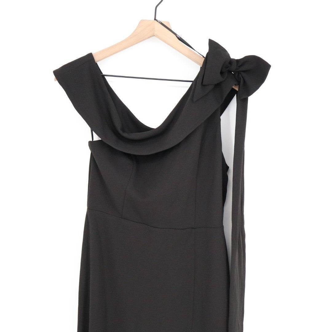 Lulus Stepped Out Stunning Maxi Dress Women L Black Stretch One-Shoulder Mermaid