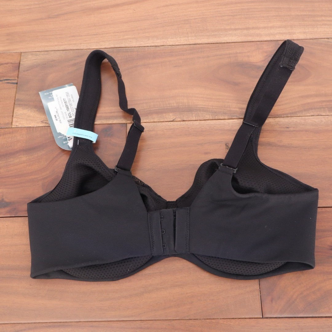Bali Coolest Smoothing Minimizer Bra Womens 36C Black Stretch Lace Underwire