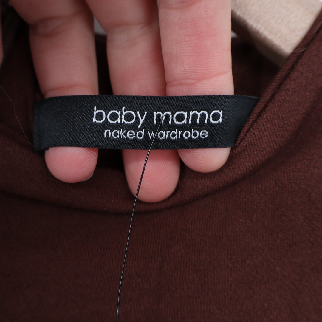 Naked Wardrobe Baby Mama Brown Mock Neck Sleeveless Romper XL