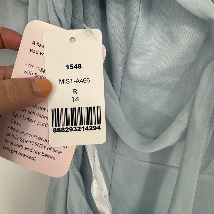 After Six Tie-Back Cutout Maxi Dress With Front Slit In Mist Size 14