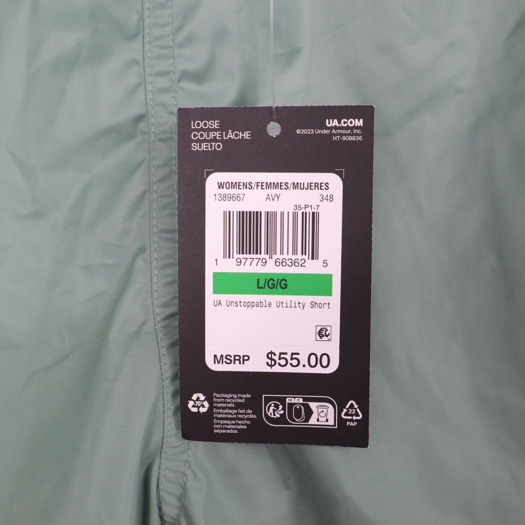 Under Armour Womens Unstoppable Utility Shorts Sage Green Size L NWT