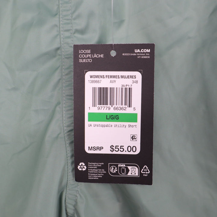 Under Armour Womens Unstoppable Utility Shorts Sage Green Size L NWT