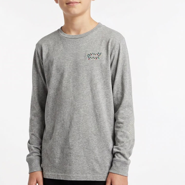 Vineyard Vines Boys Gray Christmas Lights Whale Long Sleeve T-Shirt Size L 16