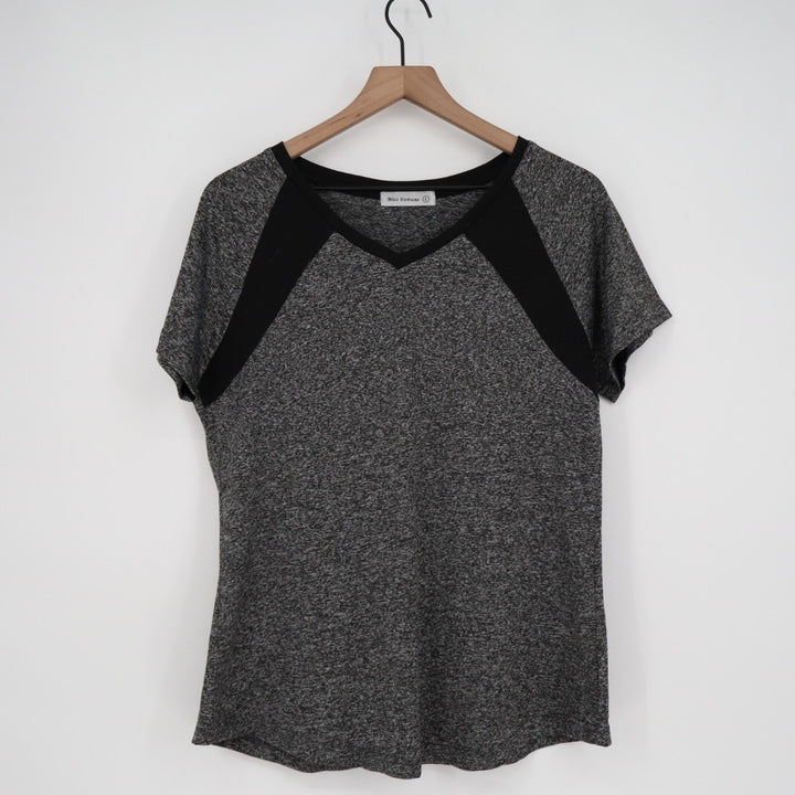 Miss Fortune T-Shirt Womens Large Gray Space Dye Crew Neck Raglan Sleeve Active
