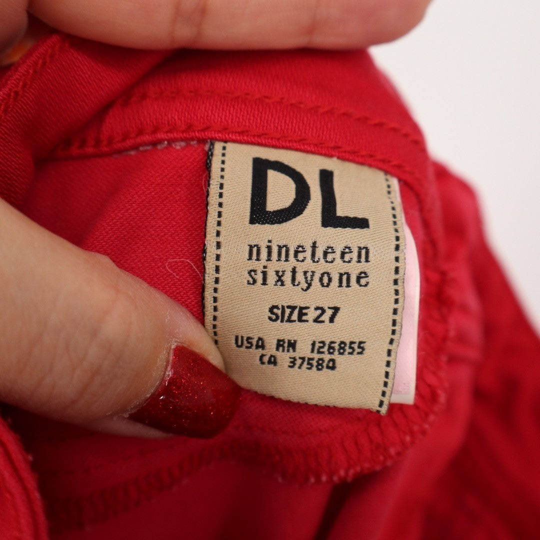 DL1961 Ankle Jeans Womens 27 Red Denim Cotton Stretch Mid Rise Streetwear Travel