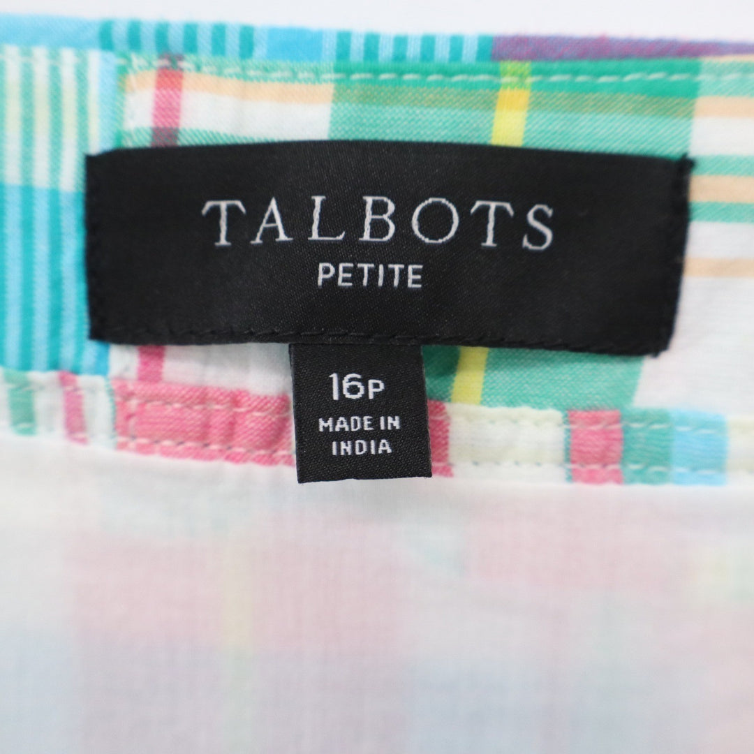 Talbots Petite Womens 16P Patchwork Plaid Mini Skirt Multi Color Cotton Lined