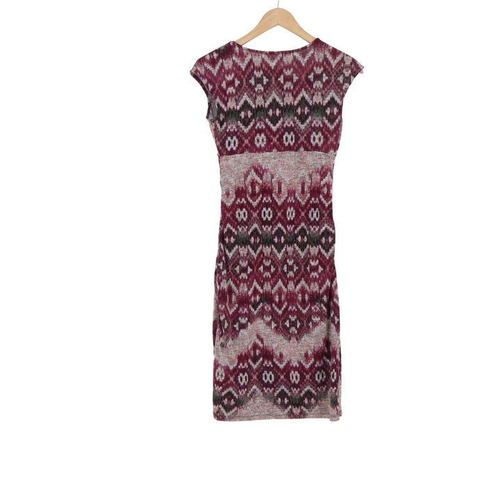 Jones Studio Separates Burgundy Ikat Geometric Cap Sleeve Midi Sheath Dress M