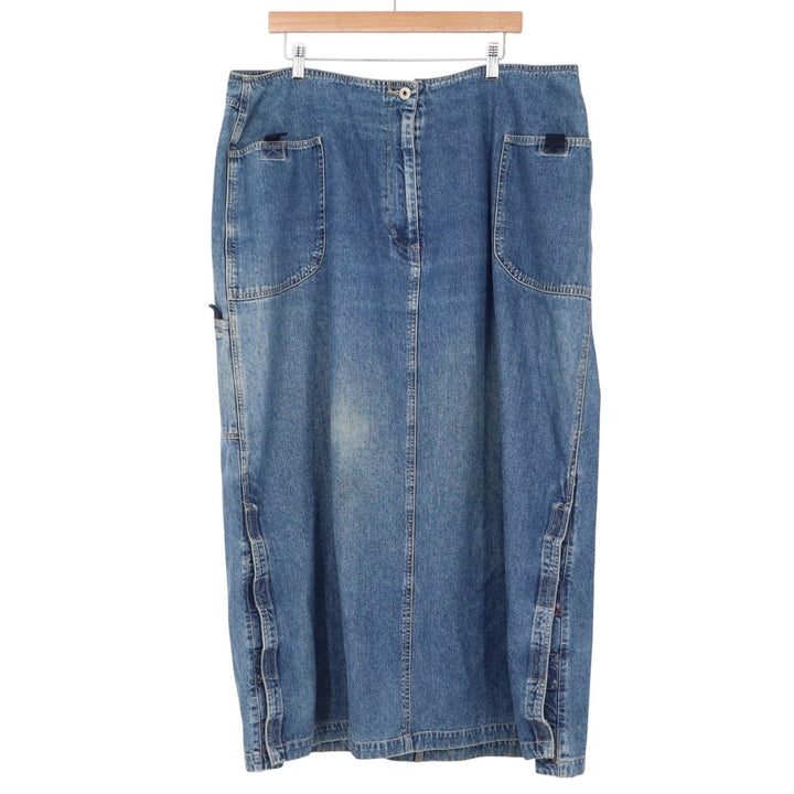 J.L. N.Y. Skirt Woman 20W Maxi Carpenter Blue Denim Utility Excellent