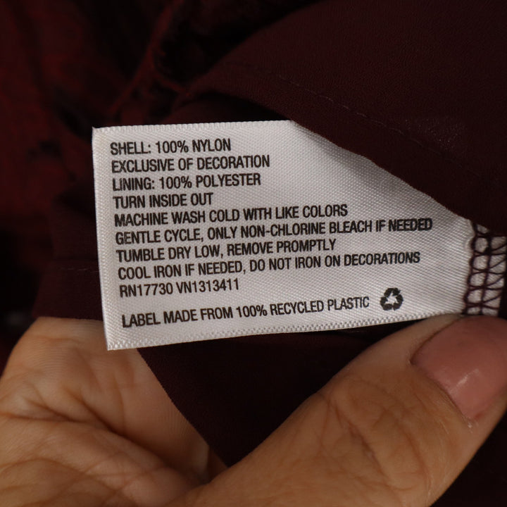 Xhilaration Womens XL Burgundy Floral Lace Mock Neck Long Sleeve Top Back