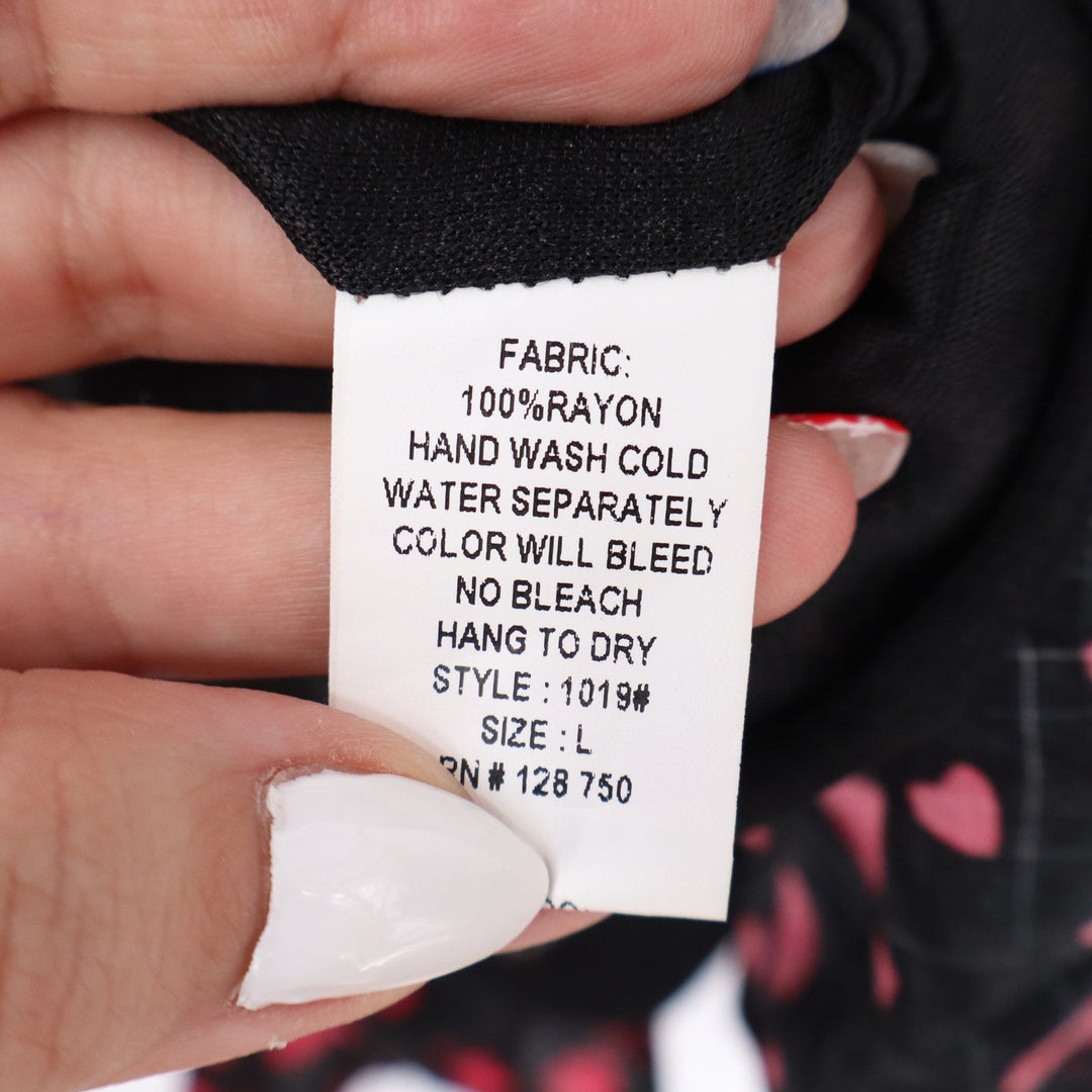 Verty Heart Print Peter Pan Collar Sleeveless Mini Dress Black Red Large