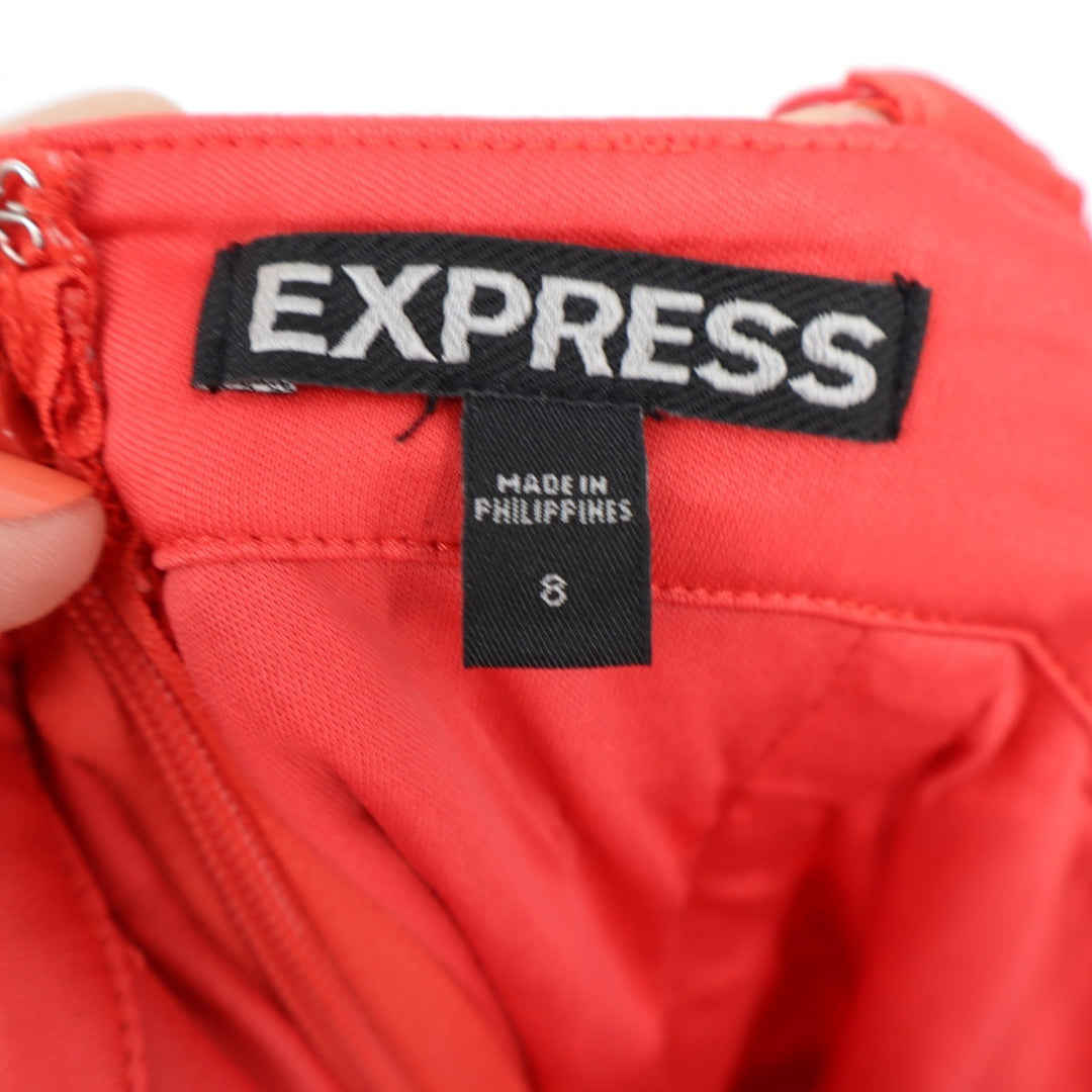 Express Womens Red Lace Bustier Sheath Dress Size 8 Midi Spaghetti Strap Floral