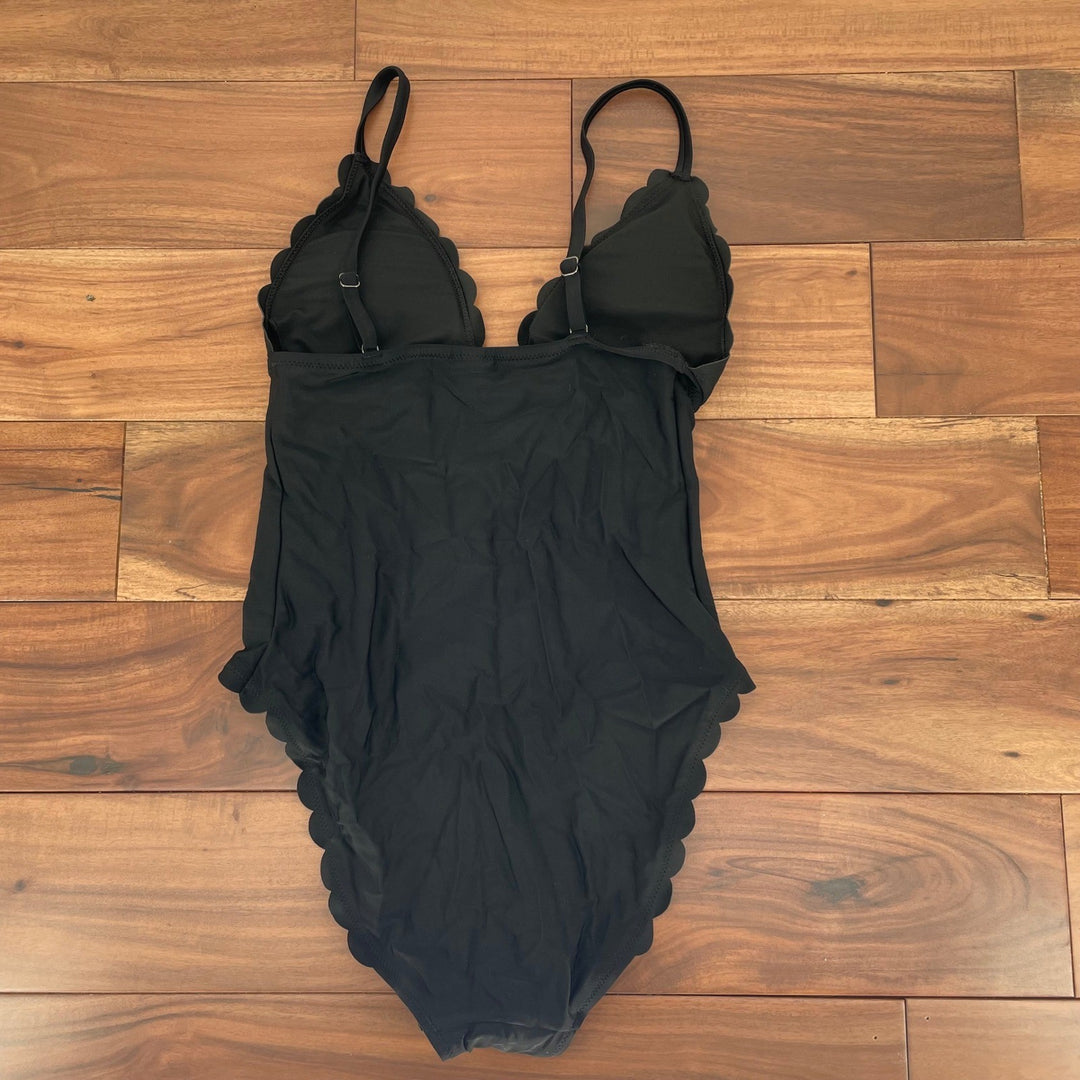 J. Crew Scalloped One Piece Swimsuit Black Size S