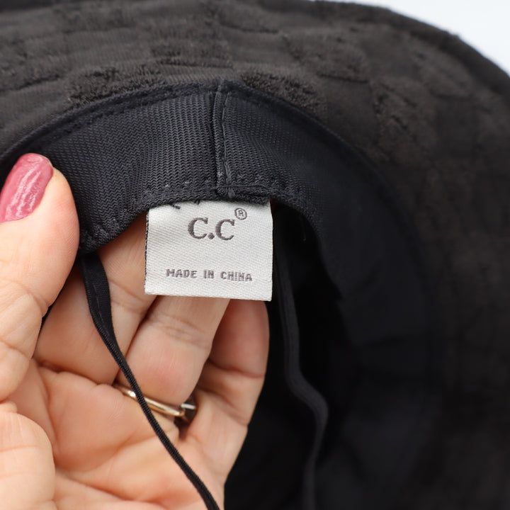 C.C Bucket Hat Womens OS Checkered Black UPF 50+ UV Protection Sun Hat New