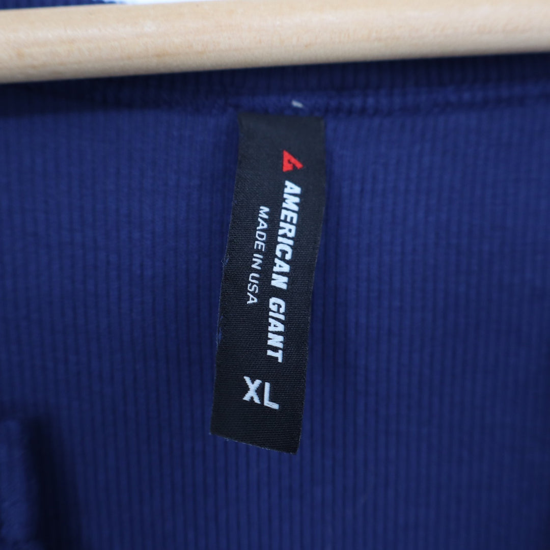 American Giant Luxe Rib Shirt Womens XL Blue Cotton Long Sleeve V-Notch Pullover