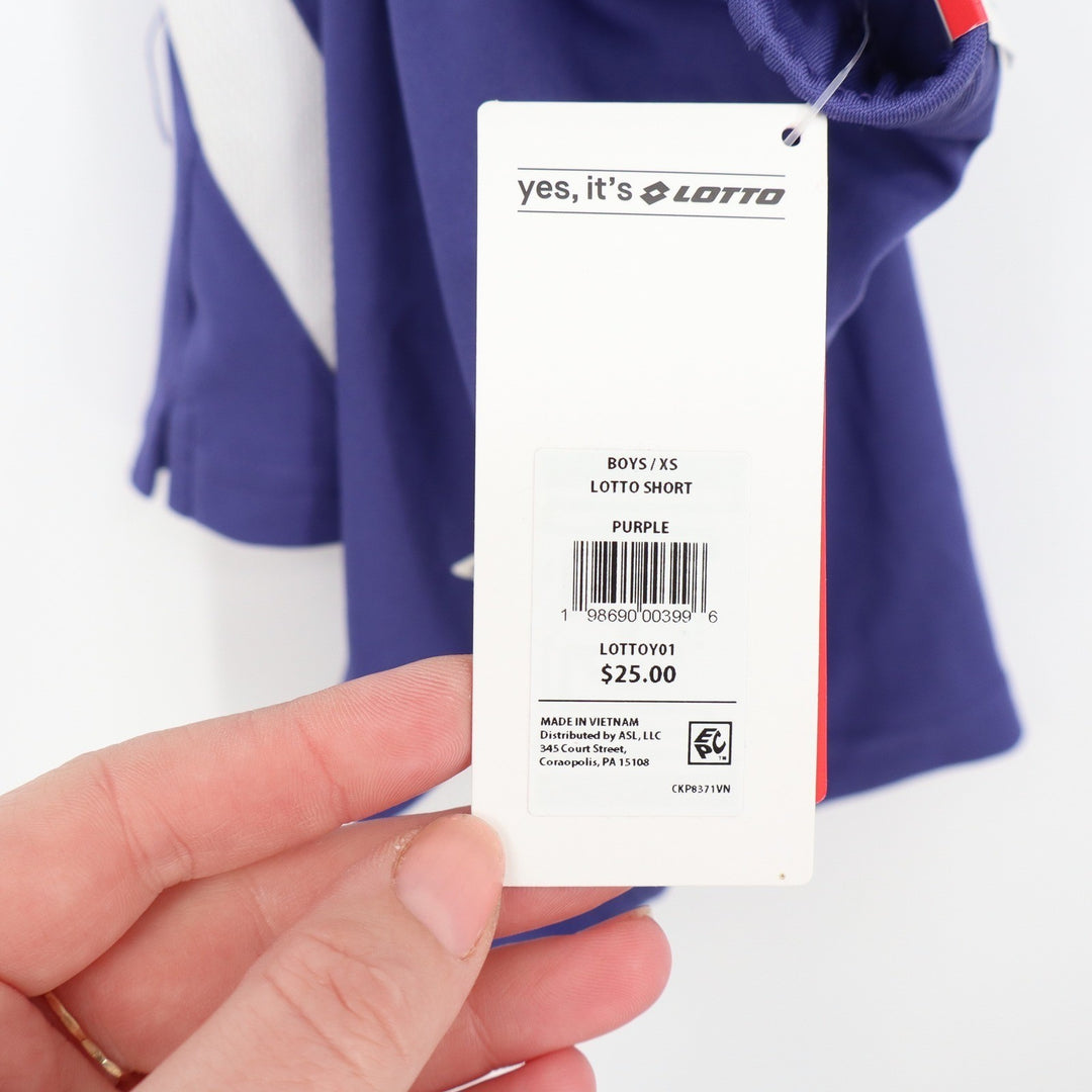 Lotto Boys Purple Athletic Shorts XS 6-7 White Contrast Side Panels