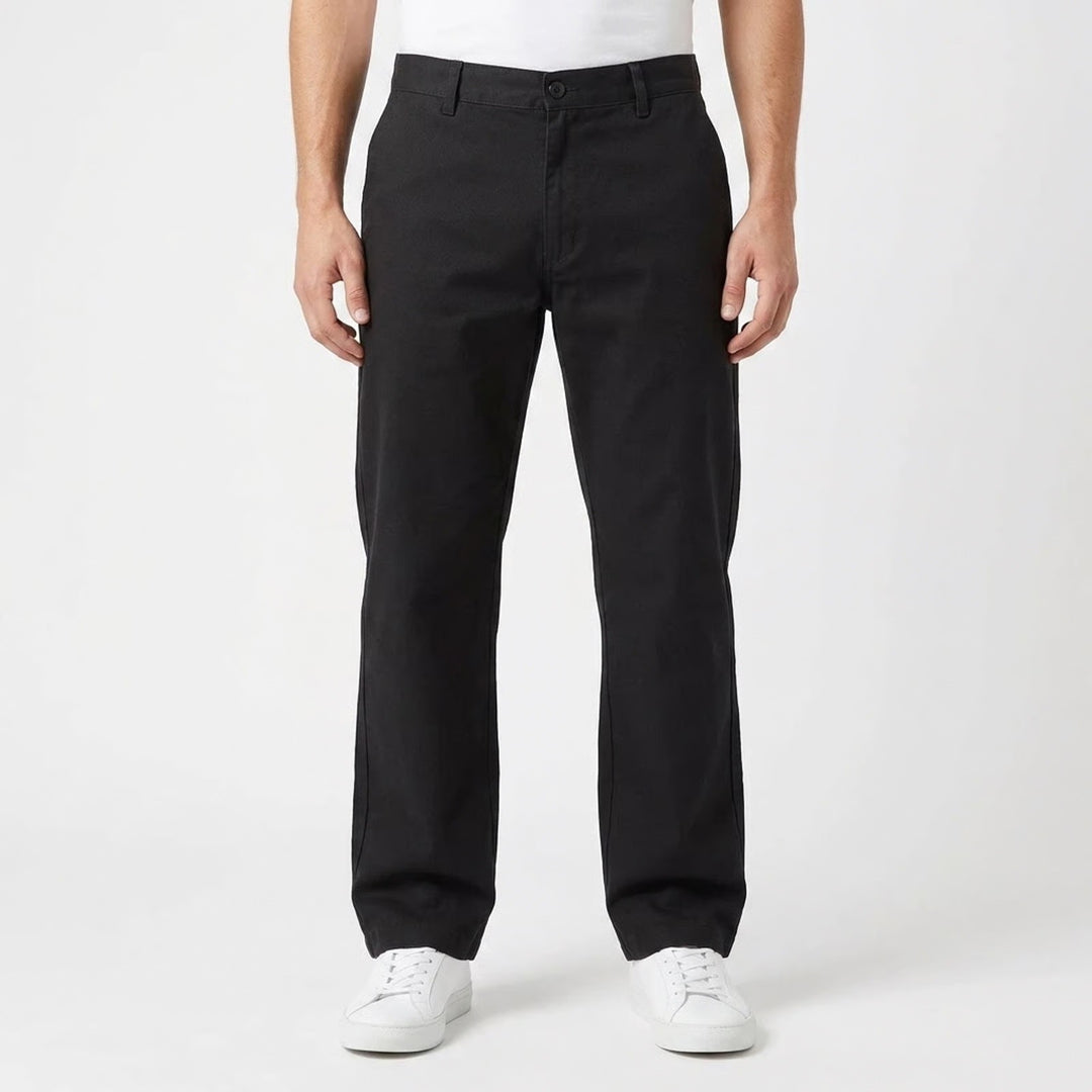 Twinhill Mens Black 100% Cotton Chino Pants Straight Leg 32x28