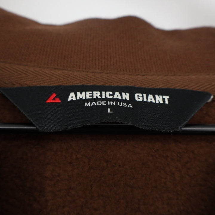 American Giant Fleece Bomber Jacket Mens Large Cocoa Cotton Relaxed Fit Full Zip