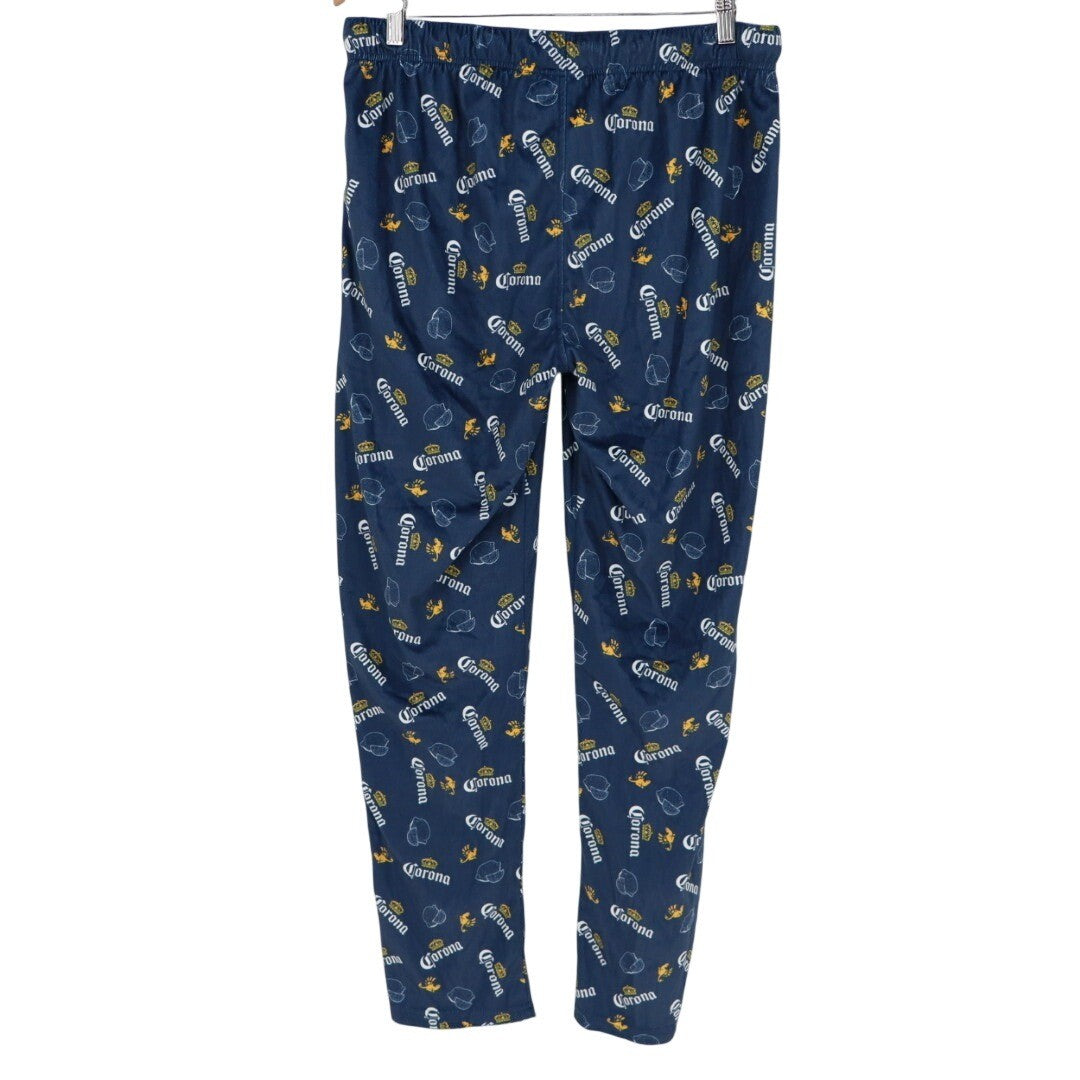 Corona Beer Pajama Pants Lounge Pants Sleepwear Size L Navy All Over Print