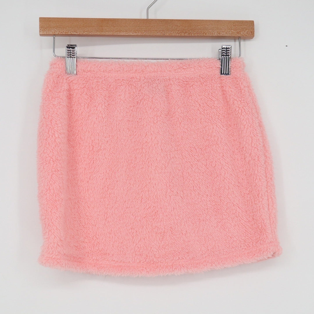 SHEIN Pink Faux Fur Mini Skirt XS Fuzzy Plush Elastic Waist