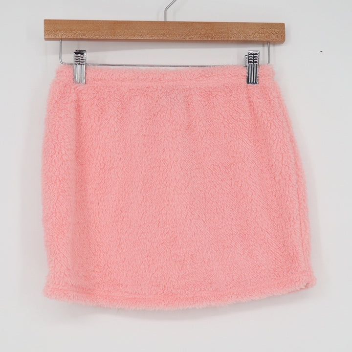 SHEIN Pink Faux Fur Mini Skirt XS Fuzzy Plush Elastic Waist