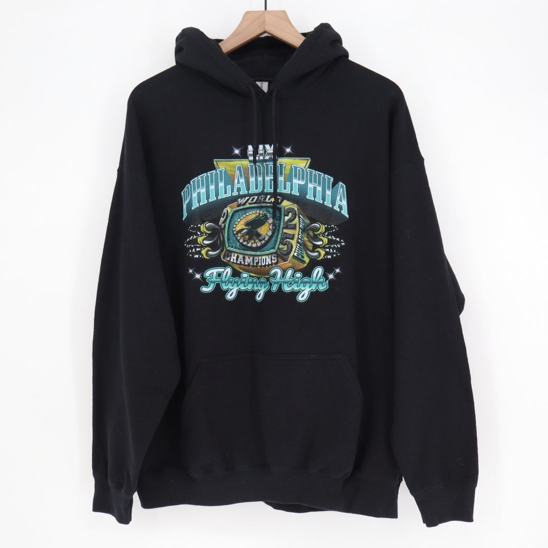 Gildan Philadelphia World Champions Flying High Graphic Hoodie Black Mens XL