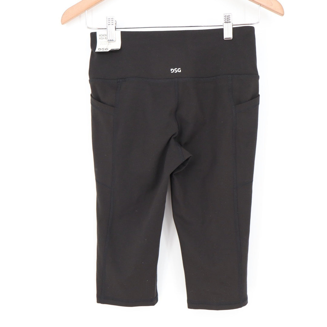 DSG Momentum Crop Womens Small Pure Black High Rise Leggings NEW