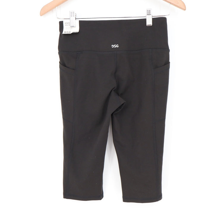 DSG Momentum Crop Womens Small Pure Black High Rise Leggings NEW