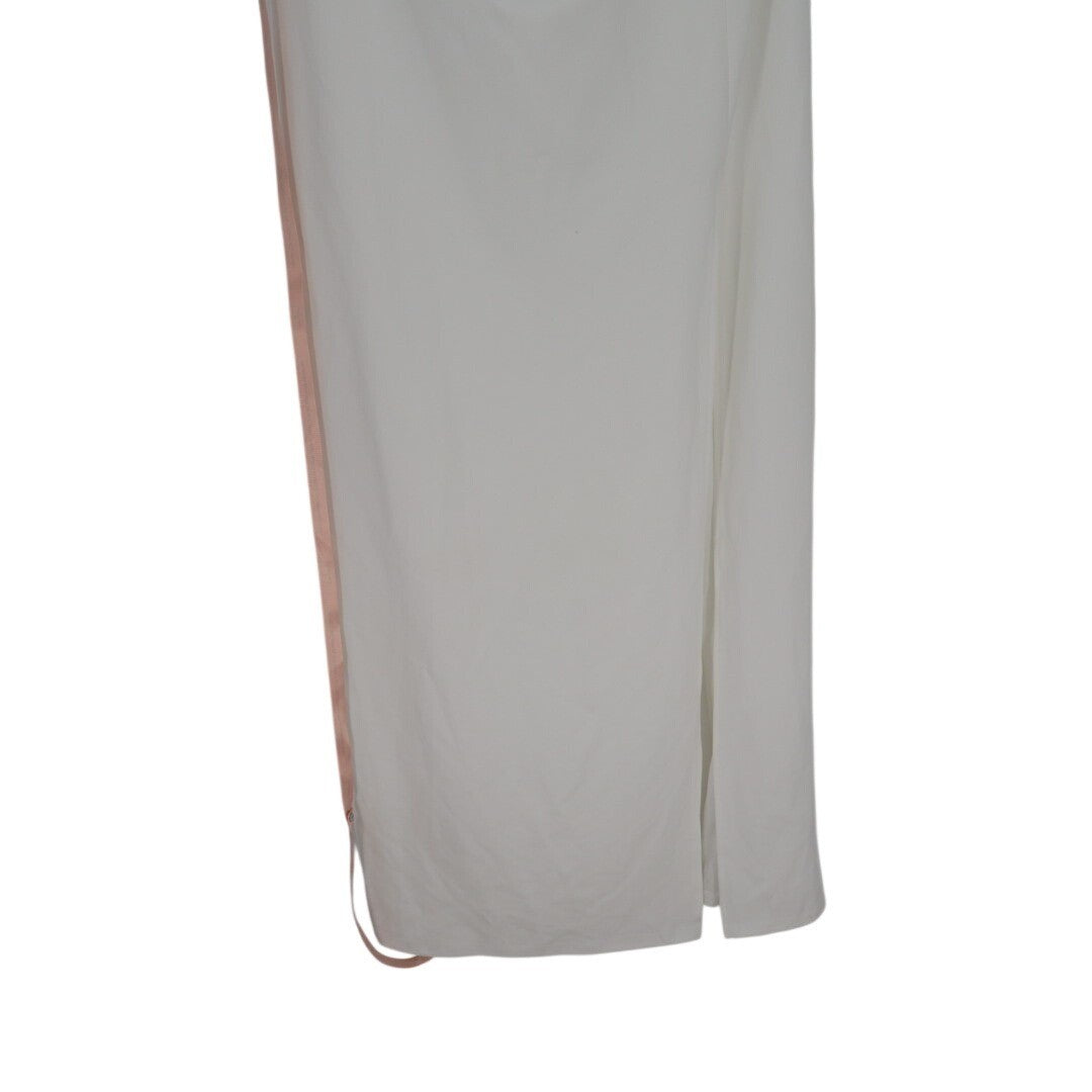 Lulus Head to Cocktail Hour Halter Neck Maxi Dress Womens 2XL White Front Slit