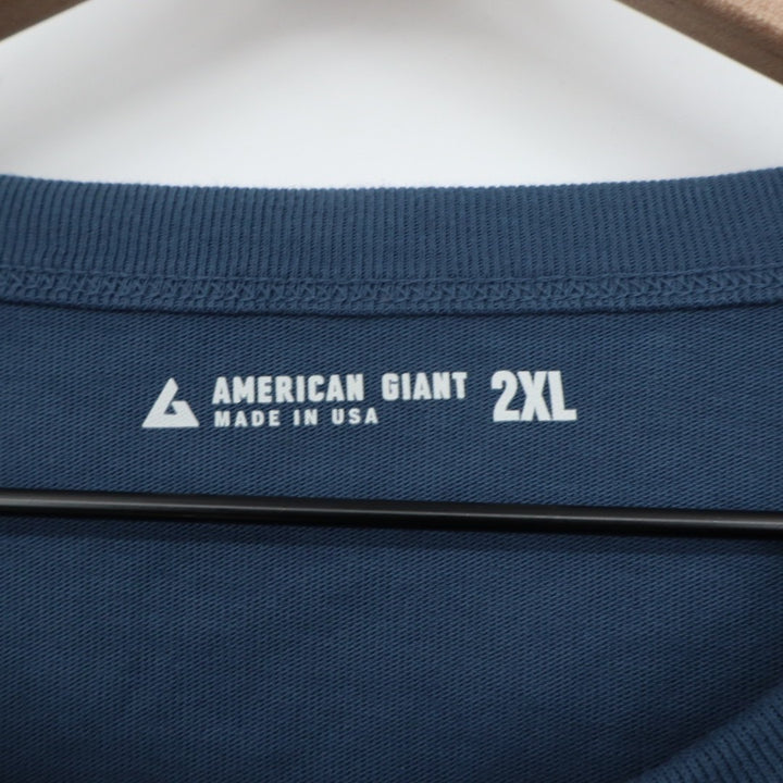 American Giant Everest T-Shirt Men's 2XL Blue Cotton Short Sleeve Crew Neck